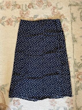 GAP Navy Blue Printed Women's TIE Midi Skirt